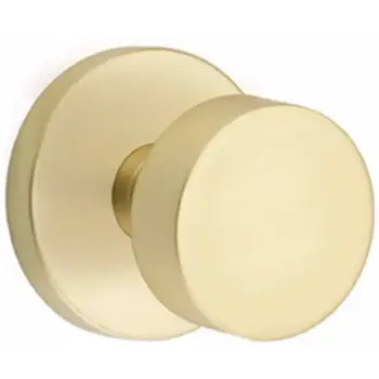 EMTEK Disk Rosette Dummy, Pair with Matching Finish Round Knob  5059ROUUS4 - Satin Brass (US4)