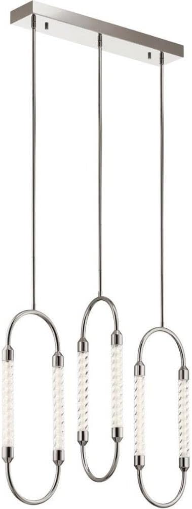 Elan 84149 Delsey 6 Light 32" Wide LED Linear Pendant Polished Nickel Indoor Lighting Pendants