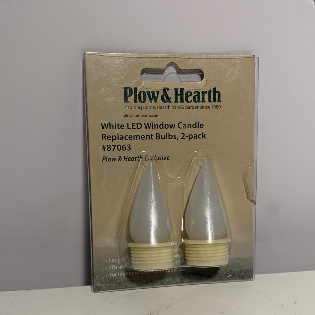 Plow & Hearth White LED Bulbs for Window Candles, 2-Pack