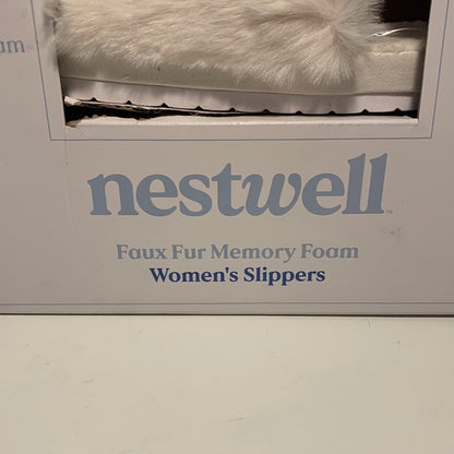 Pantuflas de espuma viscoelástica de forro polar de piel extragrande para mujer Nestwell en leche de coco