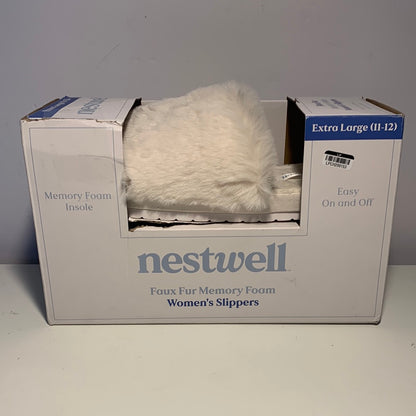 Pantuflas de espuma viscoelástica de forro polar de piel extragrande para mujer Nestwell en leche de coco