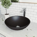 VIGO Cavalli Modern Black Matte Shell Glass Round Vessel Bathroom Sink
