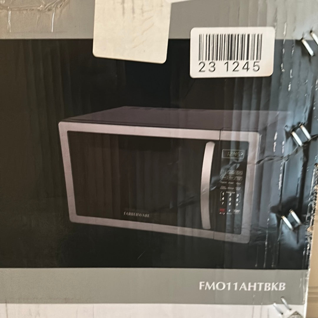 Farberware Classic 1.1 Cu Ft Microondas para encimera, acero inoxidable/negro