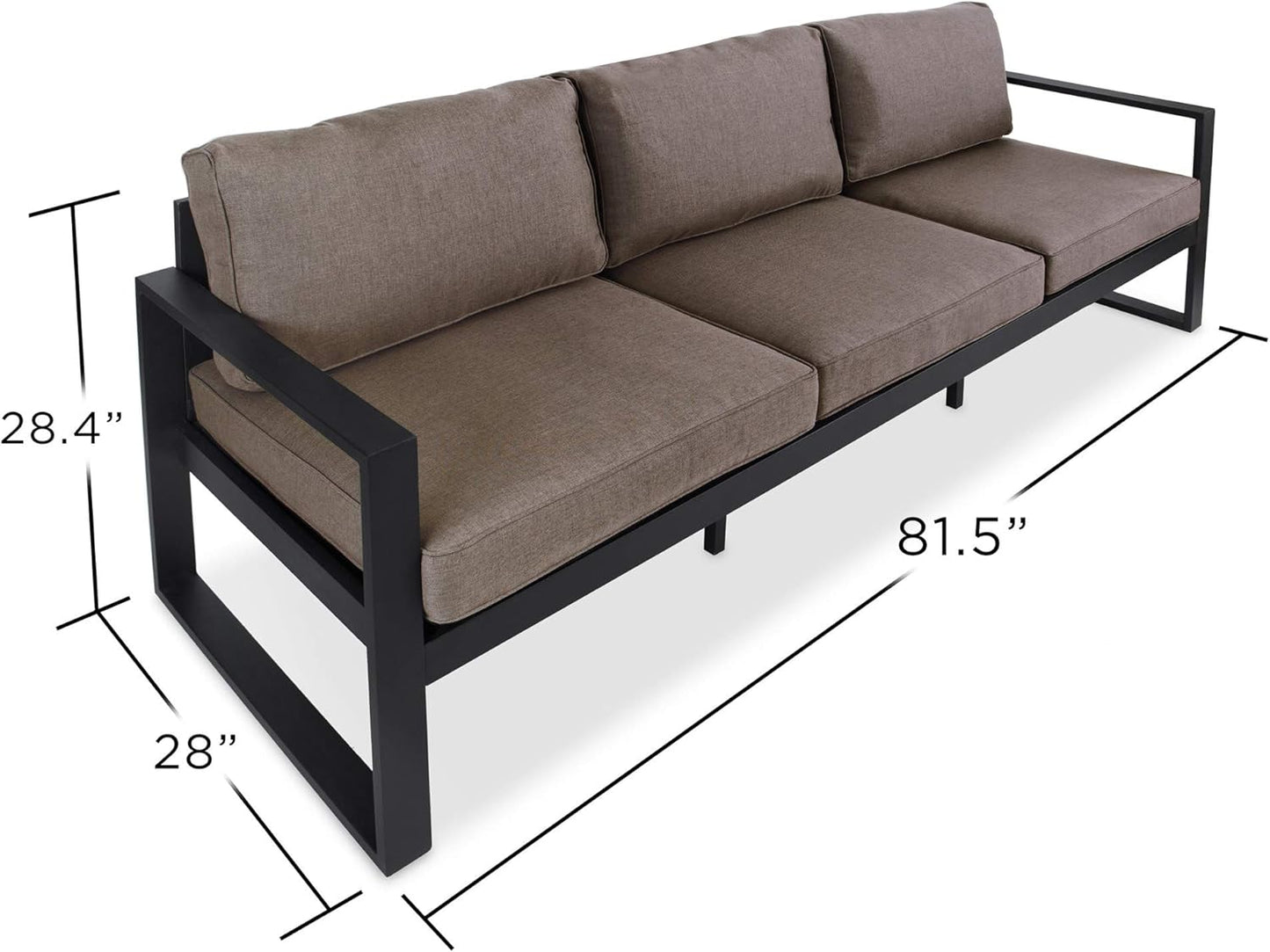 Real Flame Baltic Black Aluminum Outdoor Sofa with Brown Cushions