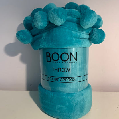 Home Soft Things Pompom Throw - Baltic Blue - 50 X 60
