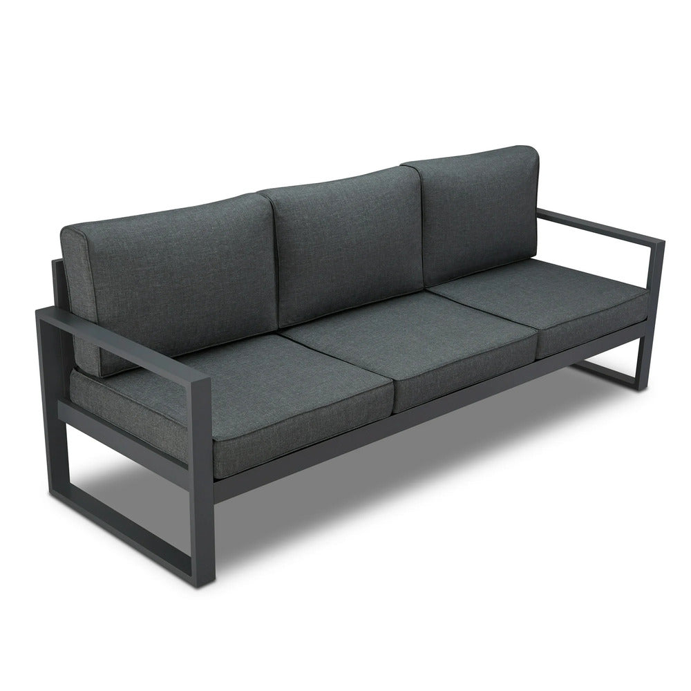 Real Flame Baltic Gray Aluminum Outdoor Sofa with Gray Cushions