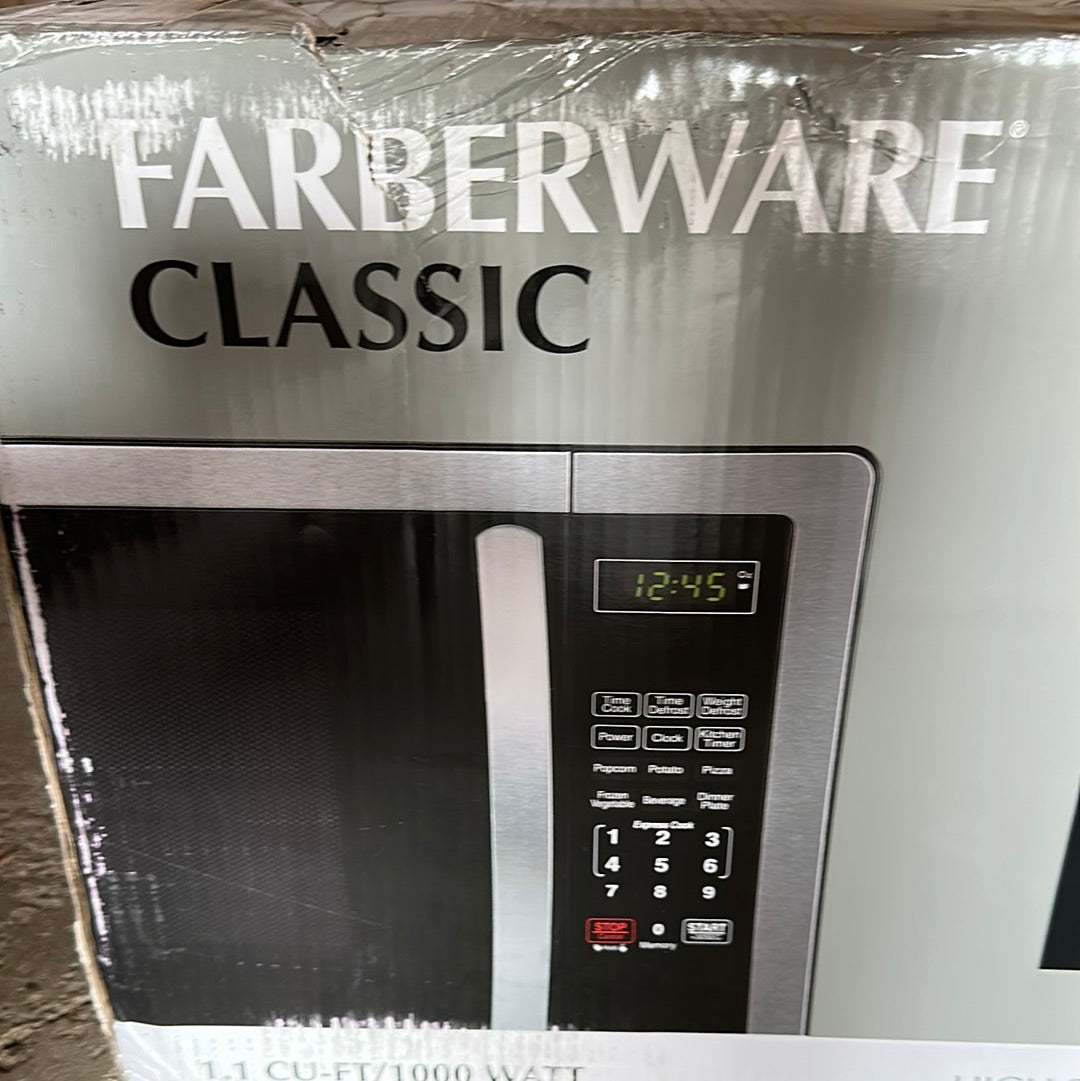 Farberware Classic 1.1 Cu Ft Microondas para encimera, acero inoxidable/negro