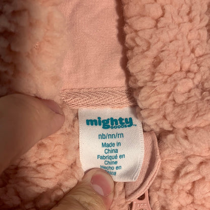 Mighty Goods Cochecito con capucha de sherpa con cremallera para recién nacido en rosa plateado