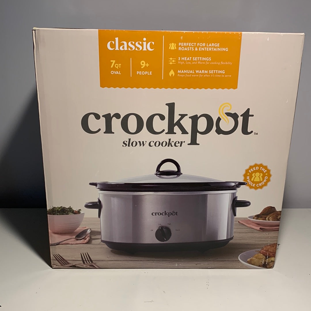Crock-Pot 2131368 Olla de cocción lenta manual de 7 cuartos de galón en acero inoxidable