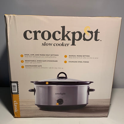 Crock-Pot 2131368 Olla de cocción lenta manual de 7 cuartos de galón en acero inoxidable