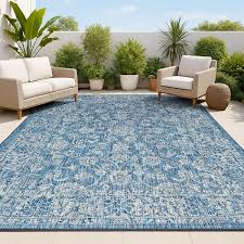 JONATHAN Y SANTA MONICA 9 X 12 Area Rug Tela Bohemian Textured Weave Floral - Navy/Gray SMB100B-9