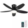 Kviflon 36 in. Indoor/Outdoor Flush Mount Black Ceiling Fan with Dimmable 3 Color LED Light and Remote/APP Control