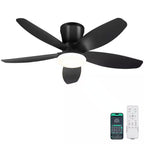 Kviflon 36 in. Indoor/Outdoor Flush Mount Black Ceiling Fan with Dimmable 3 Color LED Light and Remote/APP Control