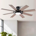 Kviflon 52 in. Indoor/Outdoor Modern Flush Mount Brown Ceiling Fan with Dimmable LED Light and Remote/APP Control