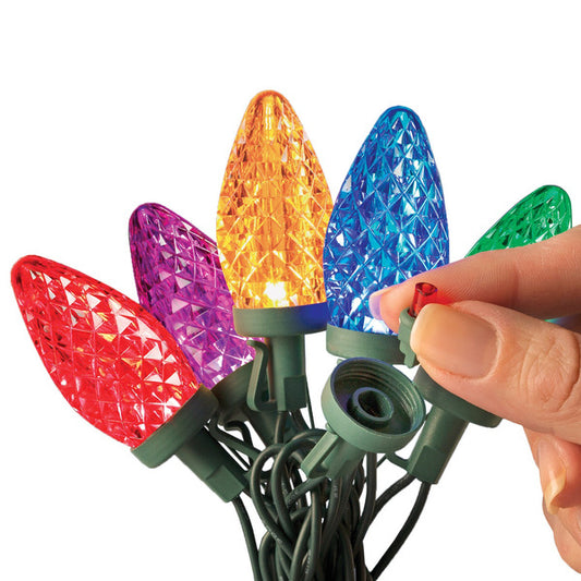 Sylvania Stay-lit C9 Multi LED Faceted Lights 2 Strings 50 Lights Per String - *Christmas & Seasonal