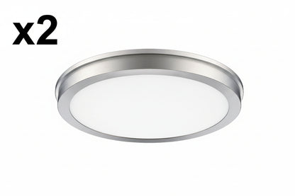 2 x Energetic 14 Slim LED Flush Mount Light Fixture. Brushed Nickel