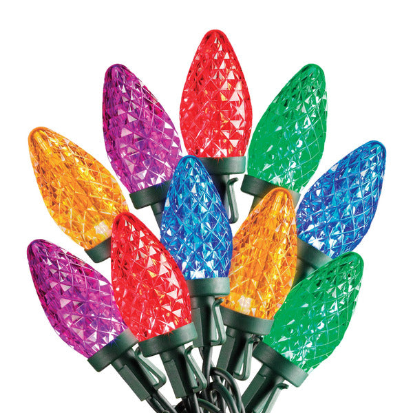 Sylvania Stay-lit C9 Multi LED Faceted Lights 2 Strings 50 Lights Per String - *Christmas & Seasonal