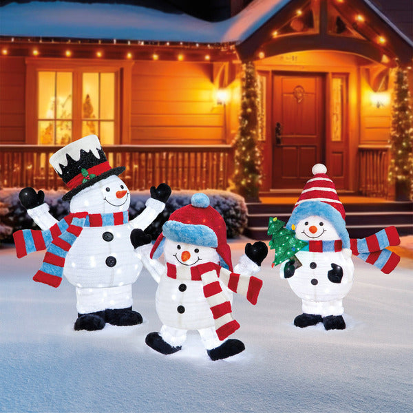 Kirkland Pop Up Snowman Family with LED Lights Set of 3 - *Christmas & Seasonal