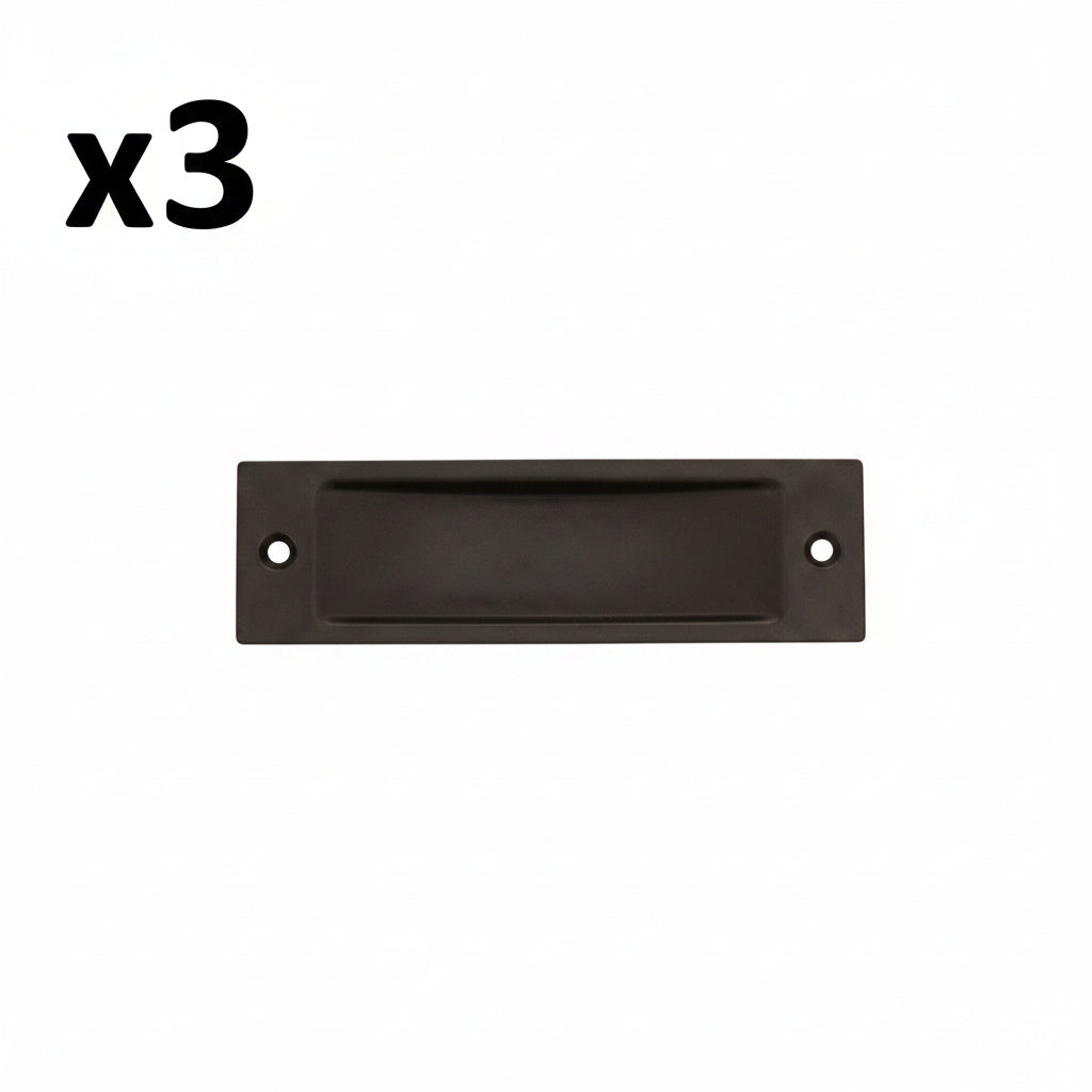 3 x RK International [CF-5631-RB] Solid Brass Cabinet Flush Pull - Thin Rectangle - Oil Rubbed Bronze Finish - 4 1/2" L - 3/8" Recess