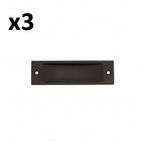 3 x RK International [CF-5631-RB] Solid Brass Cabinet Flush Pull - Thin Rectangle - Oil Rubbed Bronze Finish - 4 1/2" L - 3/8" Recess