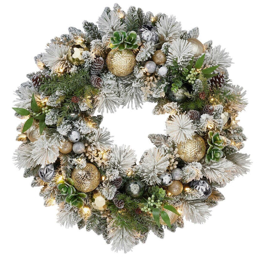 Kirkland  Holiday 36" Flocked Pre Lit Decorated Wreath