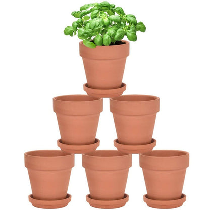 Vensovo Terra Cotta Pots with Saucer - 6 Pack 5 Inch Clay Pot