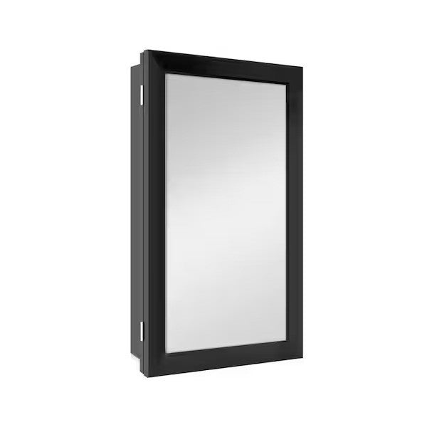 Glacier Bay 15-1/4 in. W X 26 in. H Framed Medicine Cabinet with Mirror, Black