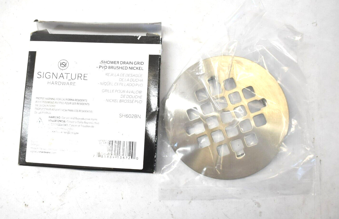 Signature Hardware 4-1/2" Tub/Shower Snap in Drain Cover W Stainless Steel PVD