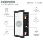 Glacier Bay 15-1/4 in. W X 26 in. H Framed Medicine Cabinet with Mirror, Black