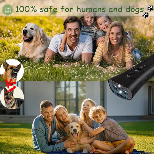 Pet Gentle Anti Barking Device, Trainer Ultrasonic, Dog Bark Deterrent Device, Trainer Ultrasonic for Dogs, Ultrasonic Dog Repeller with LED Light Portable, 3 Training Modes