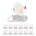 12-Pk 4 in. Contractor Series Adjustable CCT Dimmable Integrated LED Canless Recessed Light for Kitchen Bath Living Room