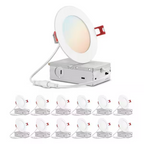 12-Pk 4 in. Contractor Series Adjustable CCT Dimmable Integrated LED Canless Recessed Light for Kitchen Bath Living Room