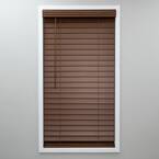 StyleWall Textured Dark Oak Cordless Room Darkening Faux Wood Blinds with 2 in. Slats - 35 in. W x 64 in. L