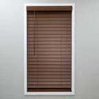 StyleWall Textured Dark Oak Cordless Room Darkening Faux Wood Blinds with 2 in. Slats - 35 in. W x 64 in. L