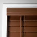 StyleWall Textured Dark Oak Cordless Room Darkening Faux Wood Blinds with 2 in. Slats - 35 in. W x 64 in. L