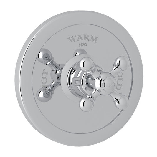 Arcana Thermostatic Trim Plate without Volume Control - Polished Chrome with Cross Handle | Model Number: AC720X-APC/TO