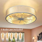 TOZING 20 in. 4-Light Low Profile Modern Indoor Caged Enclosed White Flush Mount Ceiling Fan with Light kit and Remote Bedroom