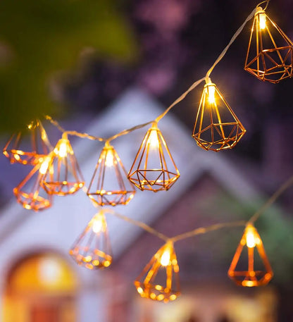 Plow & Hearth Battery-Operated Hexagon String Lights