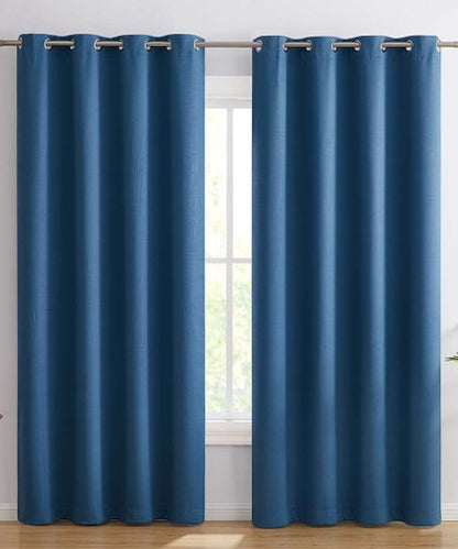 HLC.ME Panel de cortina opaca térmica Cooper azul verdoso - Juego de dos