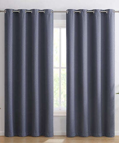 HLC.ME Charcoal Gray Cooper Thermal Blackout Curtain Panel - Set of Two