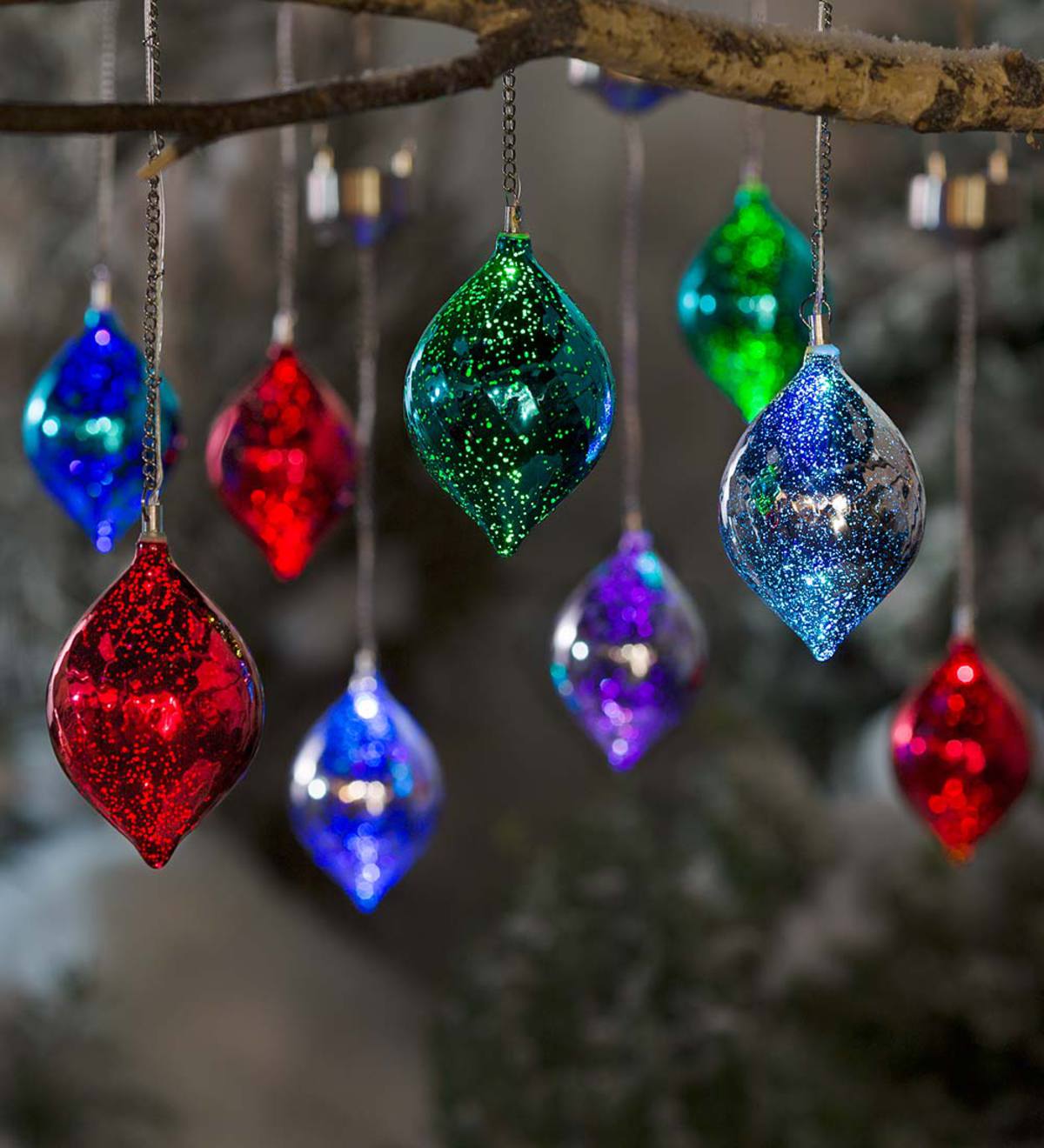 Plow & Hearth Ornaments - Glass Solar Ornament - Set of Three