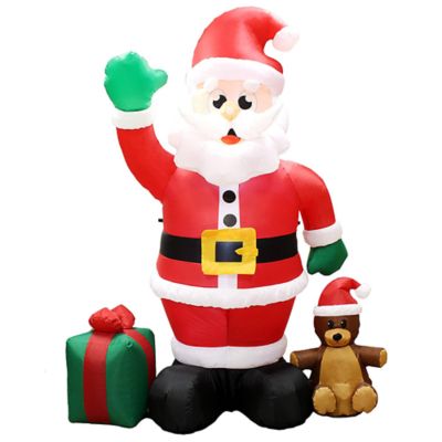 Joiedomi 8 Ft. Tall White, Green & Red Plastic Santa with Gift Box Inflatable - 7.8"W X 7.2"L X 10"H