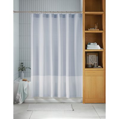 Haven 72-Inch X 98-Inch Colorblock Shower Curtain in Light Blue/Dark Blue