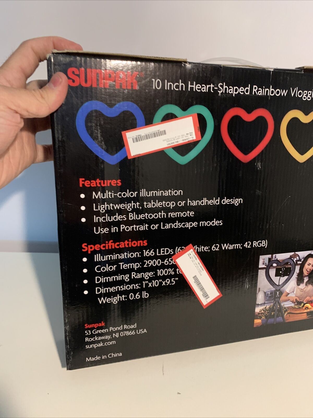 Sunpak - Kit de vlogging arcoíris en forma de corazón de 10" con control remoto Bluetooth