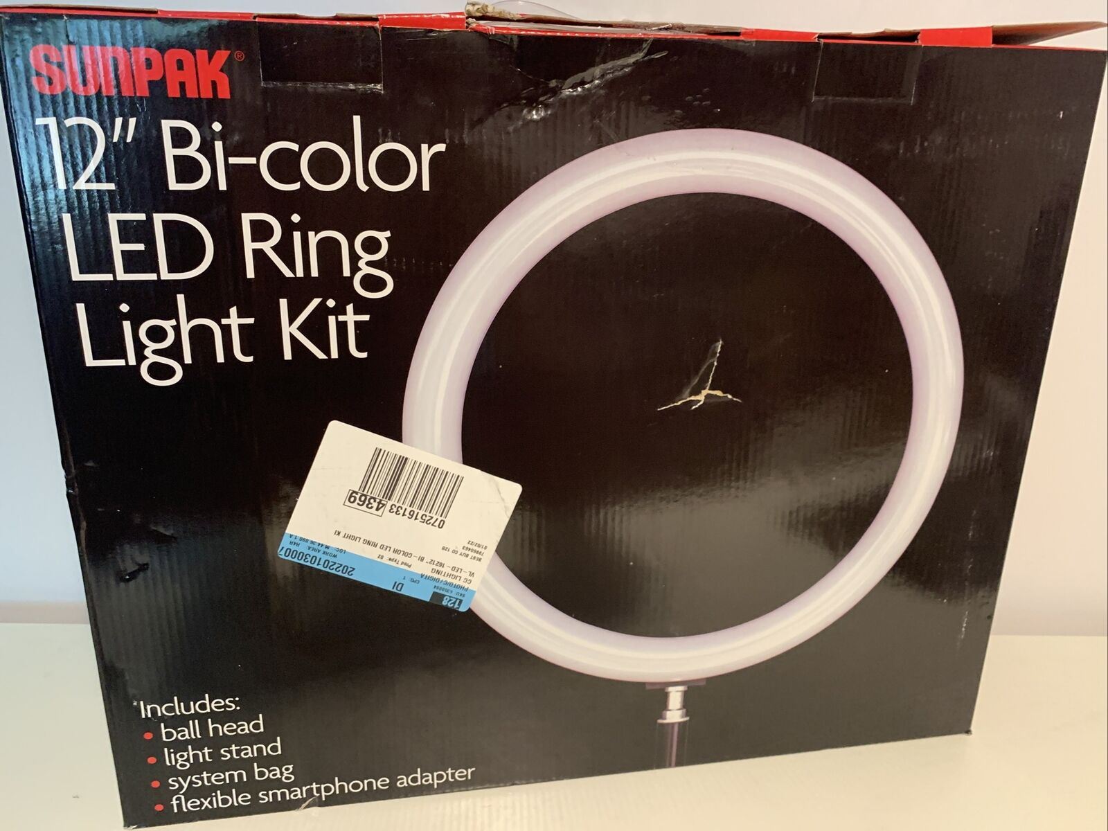 Sunpak - 12’’ Bicolor LED Ring Light Kit - Open Box - *Cameras Camcorders & Drones