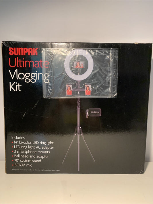 Sunpak - Ultimate Vlogging Kit with BOYA Cardioid Microphone for Smartphones and Cameras - Black