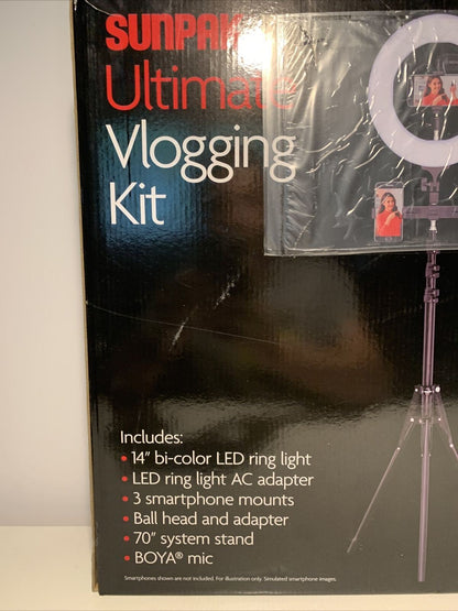 Sunpak - Ultimate Vlogging Kit con micrófono cardioide BOYA para teléfonos inteligentes ...