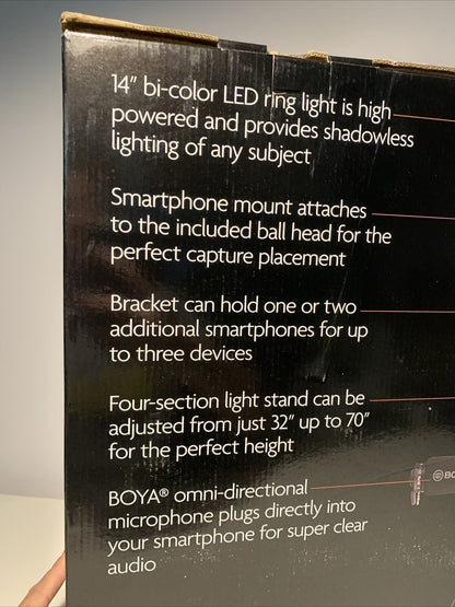 Sunpak - Ultimate Vlogging Kit con micrófono cardioide BOYA para teléfonos inteligentes ...