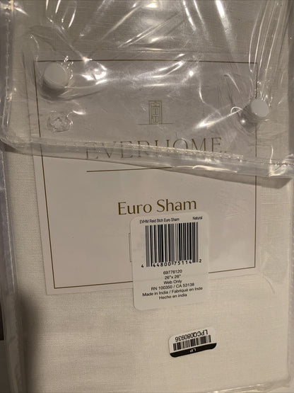Everhome™ Reid Ladder Stitch Funda de almohada europea en blanco
