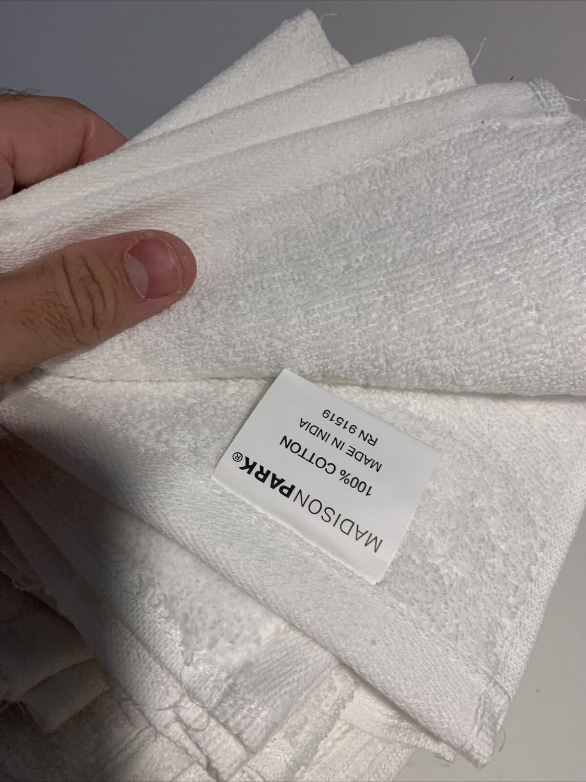 Madison Park Spa - Juego de toallas tipo gofre (5 piezas, 100 % algodón), color blanco